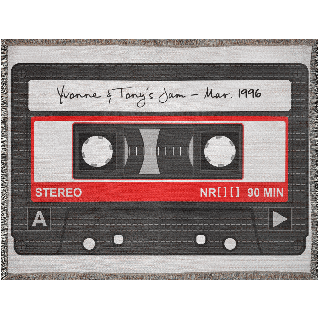 Personalized Old School Mix Tape Woven Blanket