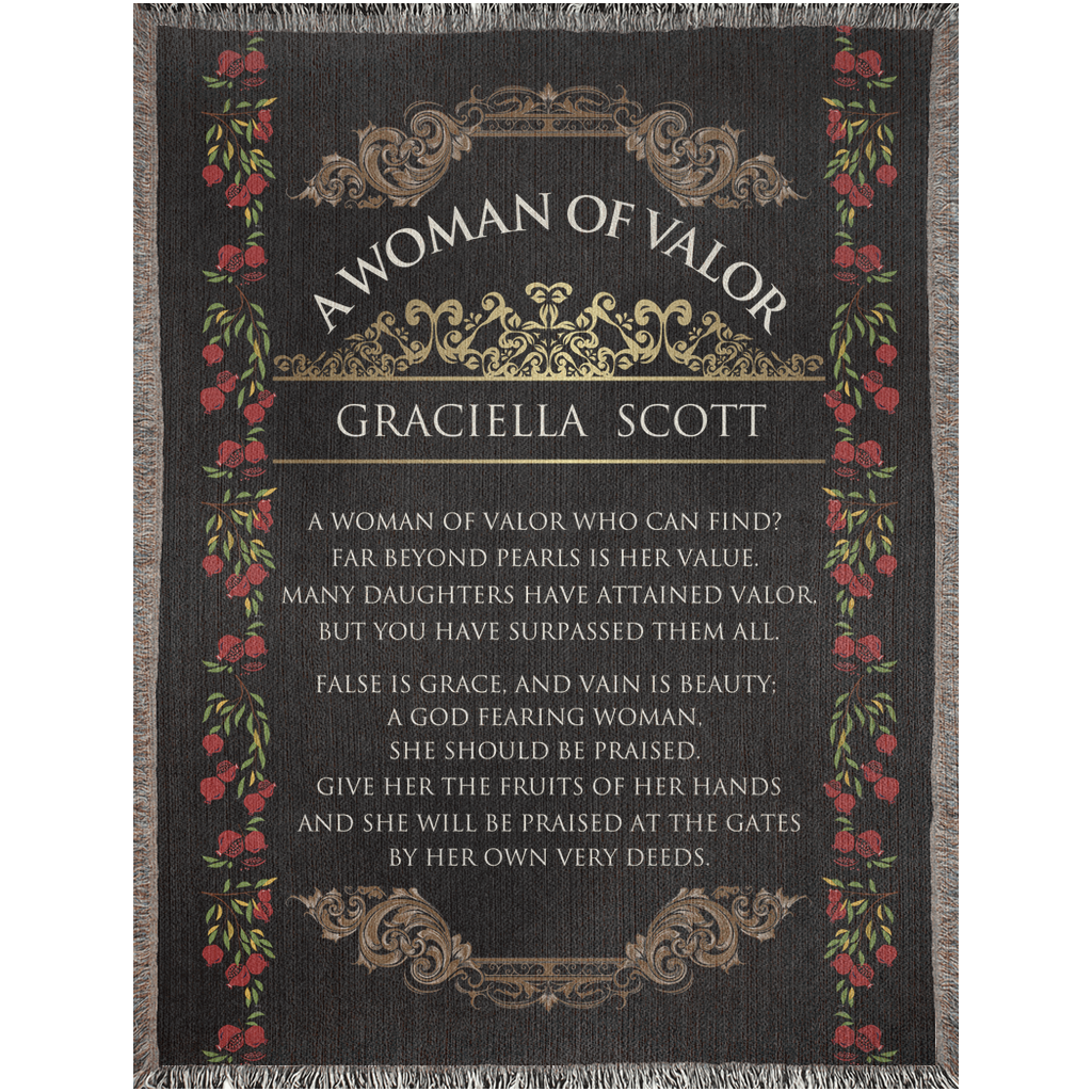 Personalized Woman of Valor Woven Blanket