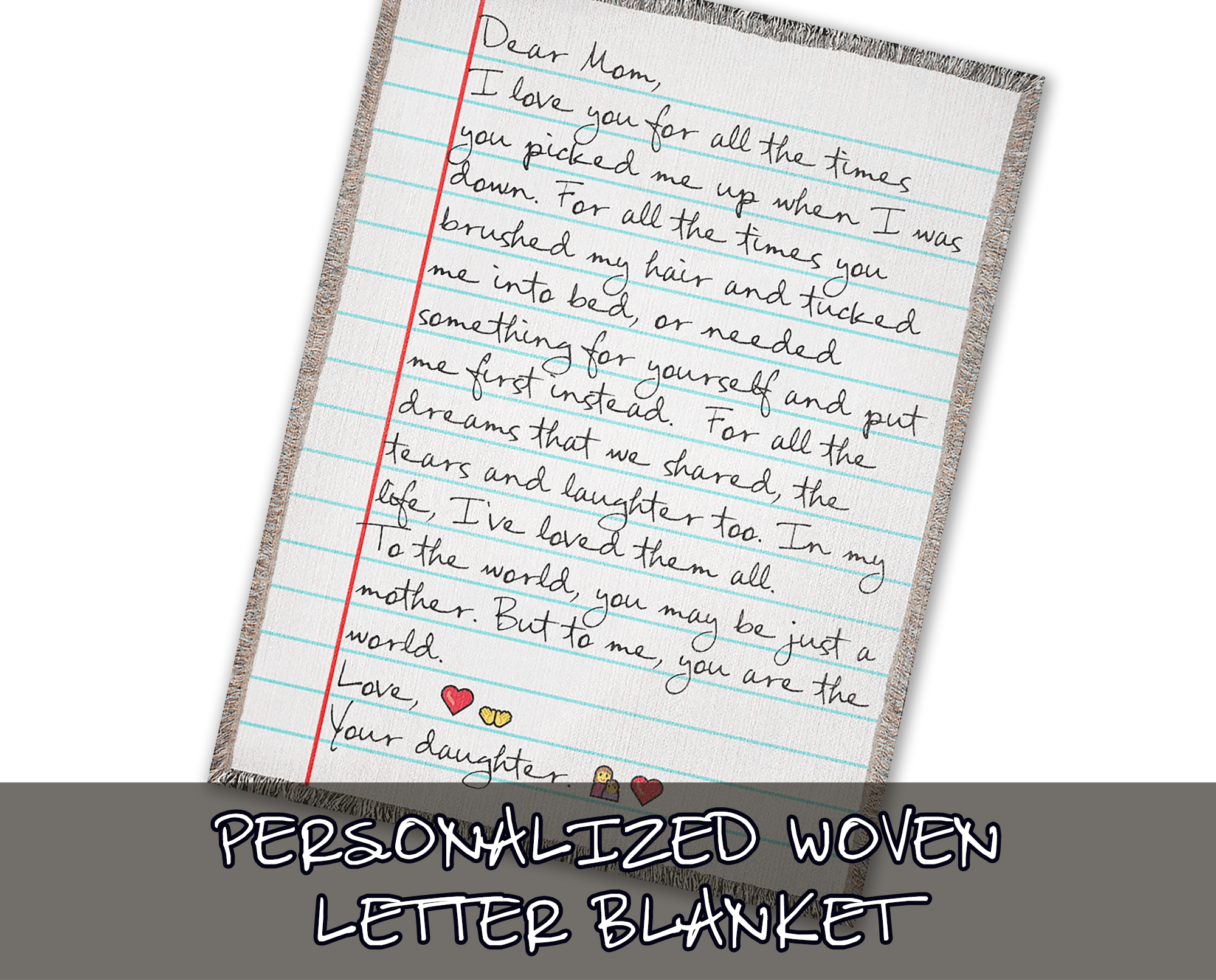 Personalized Woven Letter Blanket - With Your Handwriting