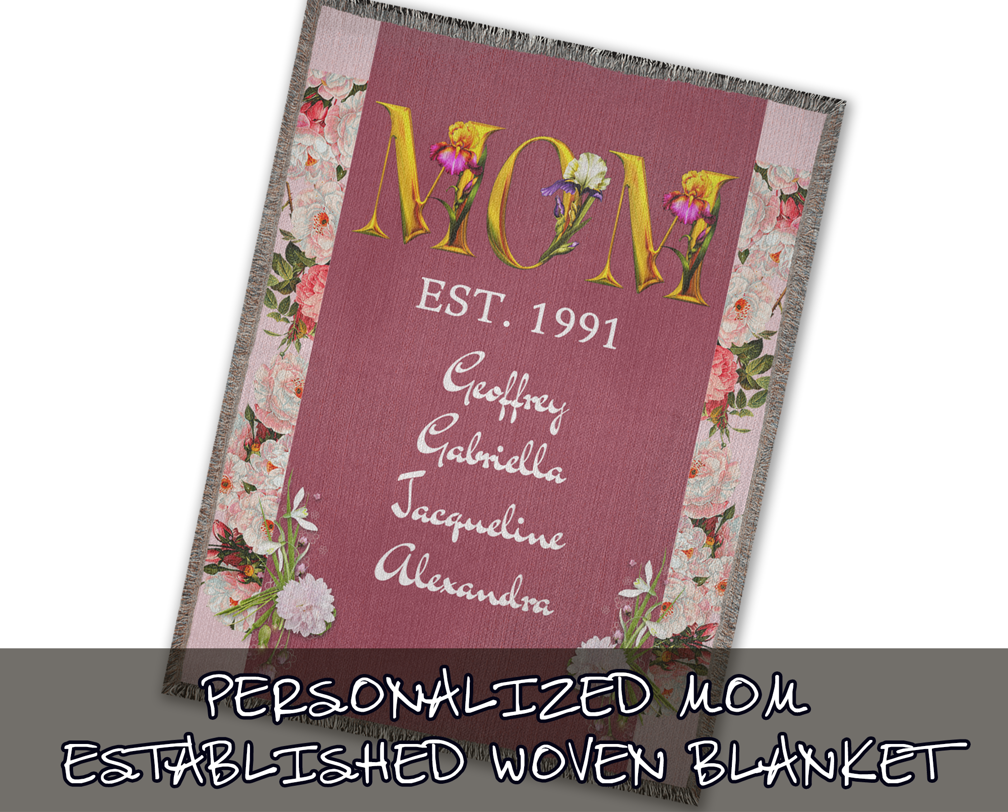 Personalized Mom Established Woven Blanket