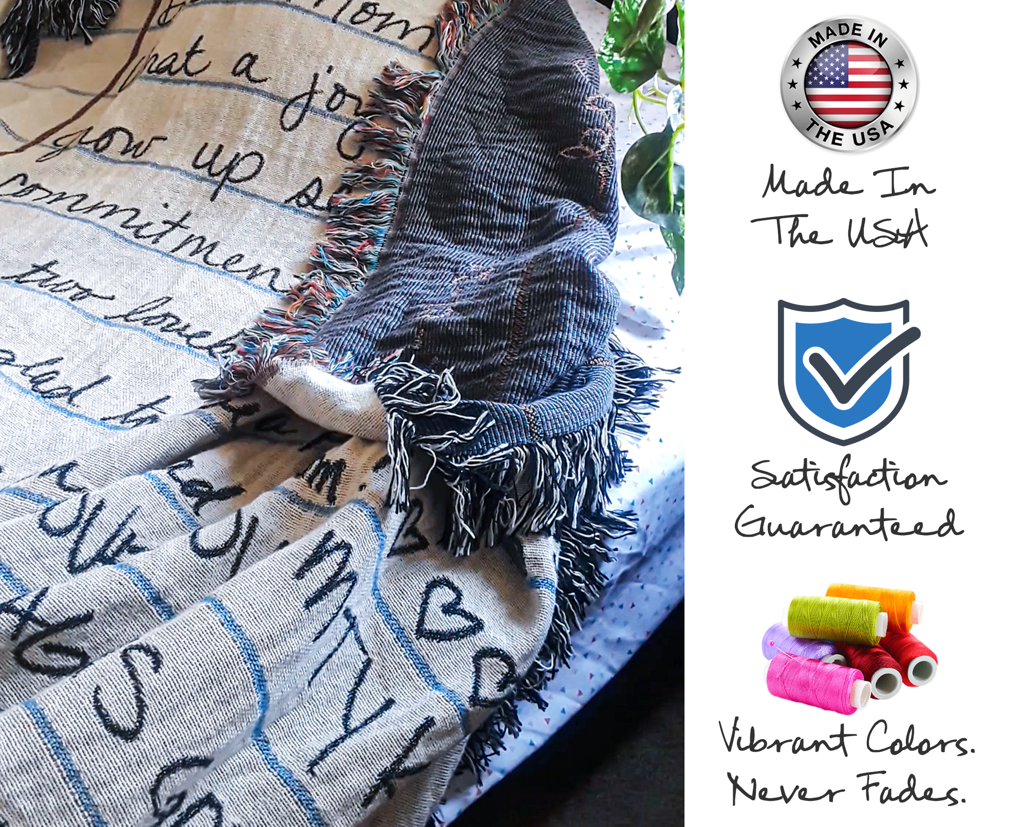 Personalized Woven Letter Blanket - With Your Handwriting