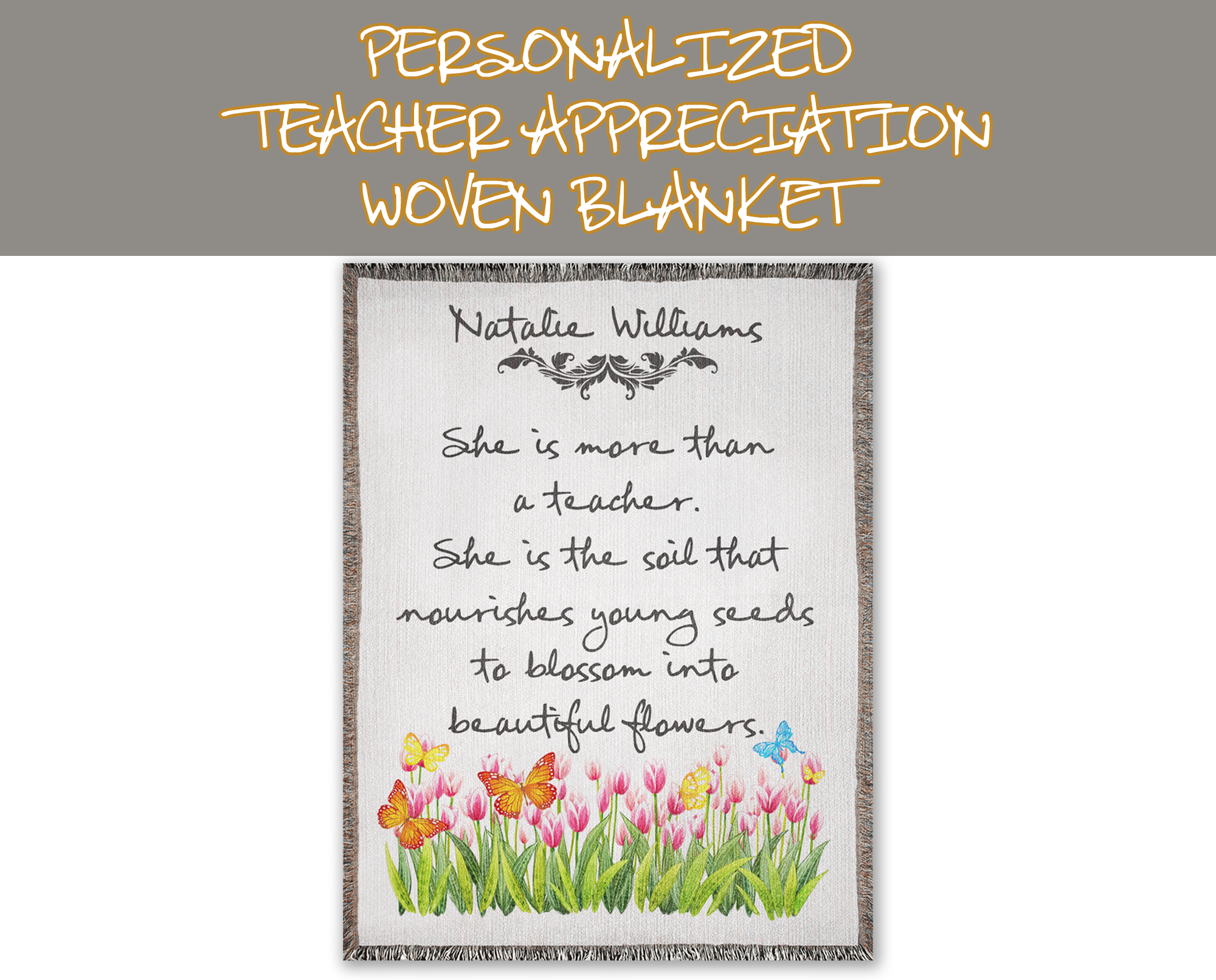 Personalized Teacher Appreciation Woven Blanket