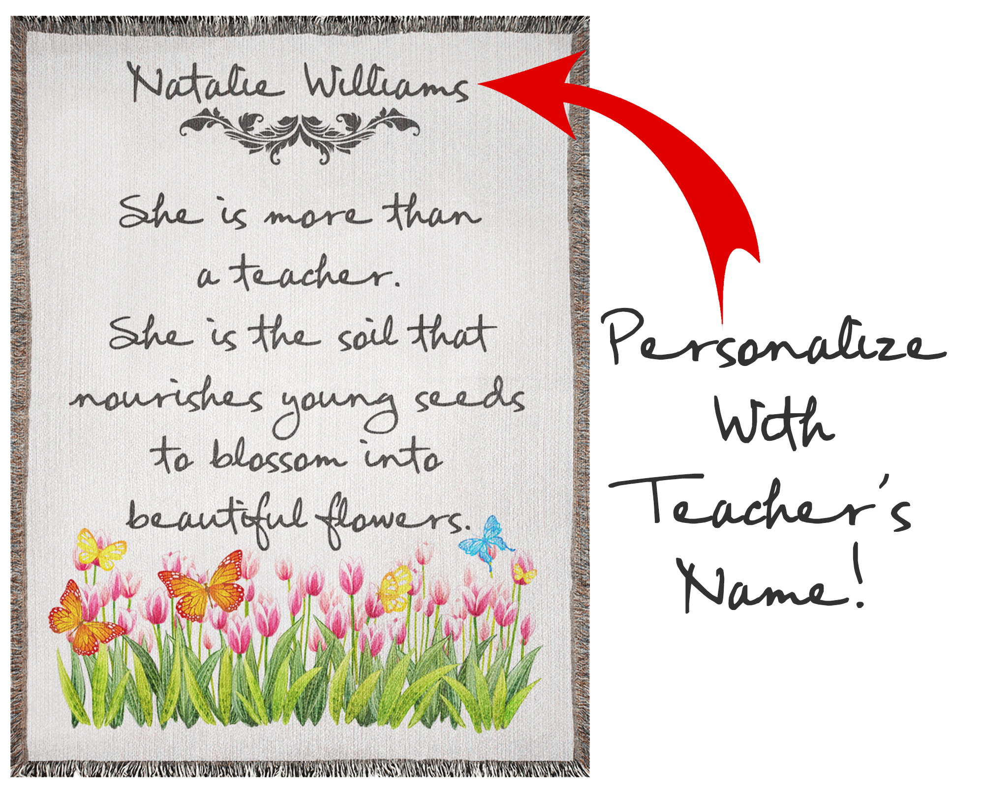 Personalized Teacher Appreciation Woven Blanket